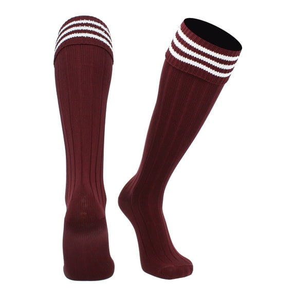 TCK Euro 3-Stripe Soccer Socks - Maroon White