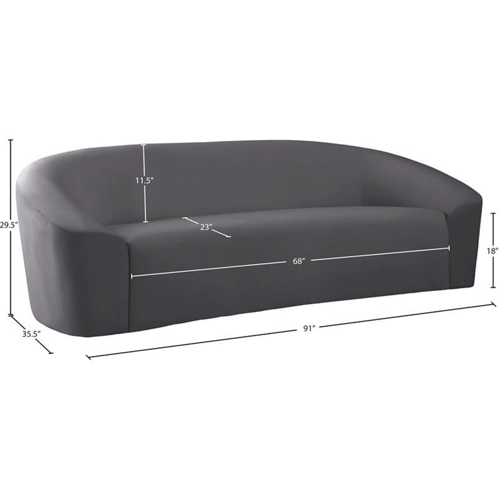Bowery Hill Contemporary Curved Back Upholstered Gray Velvet Sofa