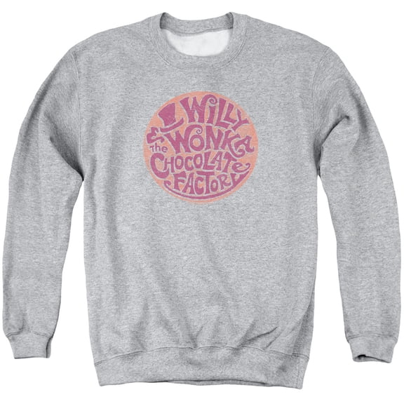 Trevco Sportswear WBM582-AS-6 Willy Wonka & The Chocolate Factory Circle Logo Adult Crewneck Sweatshirt, Athletic Heather - 3X