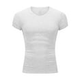 thumbnail image 4 of USNSM Men's Muscle T Shirts Stretch Short Sleeve V Neck Bodybuilding Athletic Workout Gym Tee Shirts Ribbed Knit Shirt White M, 4 of 8