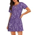 thumbnail image 1 of Balery Lavender Flowers Camisón de manga corta con cuello redondo para mujer, cómodo y elegante., 1 of 6