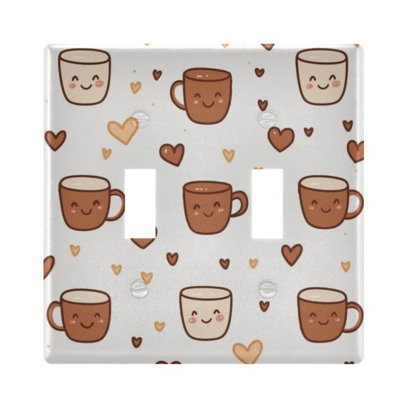 Cute Coffee Cup Pattern Decorative Light Switch Plates Switch Cover Decorative Wall Plates Ideal for Living Room Kitchen Bedroom and Study