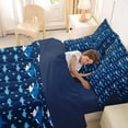 thumbnail image 4 of spefrowx Cartoon Navy Shark Full Size Bedding Sets for Kids, Kawaii Ocean Animal Print Full Size Bed in a Bag, Navy Reversible, 7pcs, 4 of 6