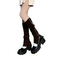 thumbnail image 1 of Womens Leg Warmers Gothic Punk Ribbed Knitted Leg Warmers Side Zipper Up Solid Color Boot Socks Student Knee High Foot Cover Winter Sock, 1 of 4