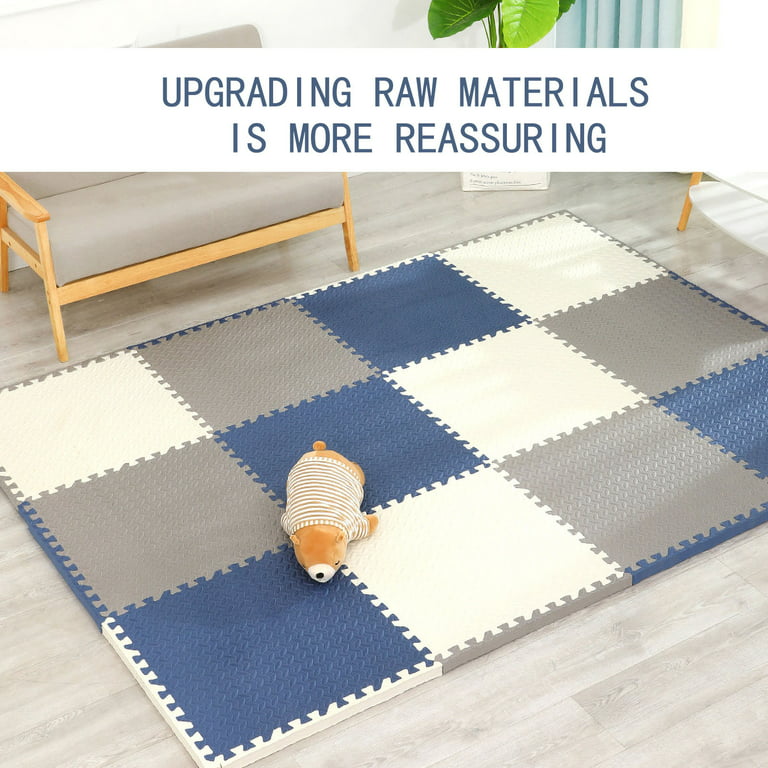 Thickened Plush Foam Interlocking Floor Mat, Fluffy Square Carpet Foam  Tiles, Soft Anti-Slip Puzzle Playmat Area Rug for Bedroom