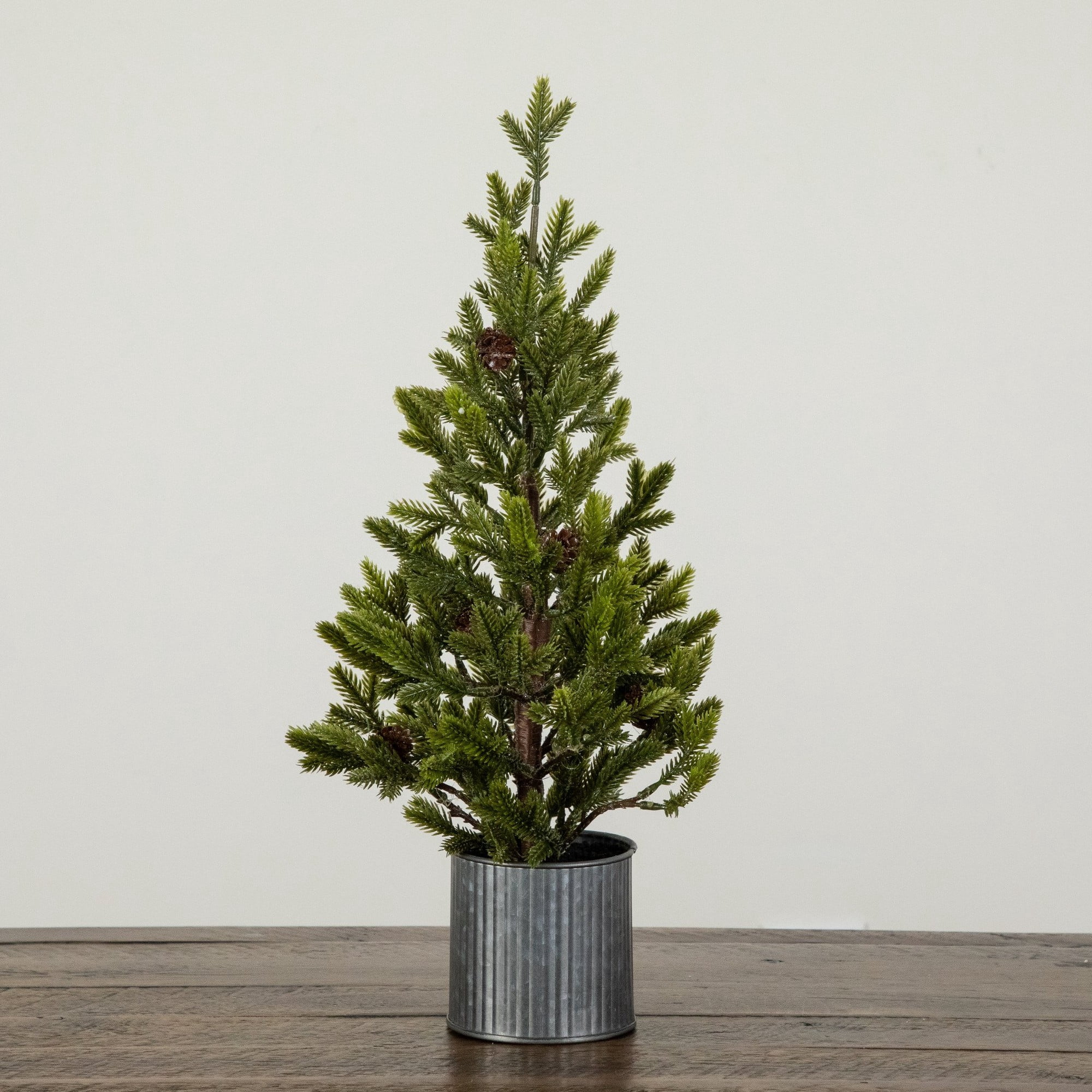 18in. Artificial Christmas Tree with Pinecones in Metal Tin Planter