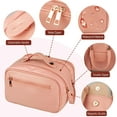 thumbnail image 7 of Toiletry Bag, PU Leather Travel Toiletry Organizer, Double Zipper Large Opening Travel Cosmetic Bag, Portable Large Capacity Travel Makeup Bag for Women Pink, 7 of 7