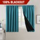 thumbnail image 2 of Cortinas 100 % opacas para dormitorio con forro negro, cortinas de oscurecimiento de habitación completa, 84 pulgadas de largo, con aislamiento térmico, lengüeta trasera/bolsillo para barra, cortinas para tratamiento de ventanas para sala de estar, arena natural, 2 paneles, azul turquesa, 52 pulgadas de ancho x 54 pulgadas de largo, 2 of 5