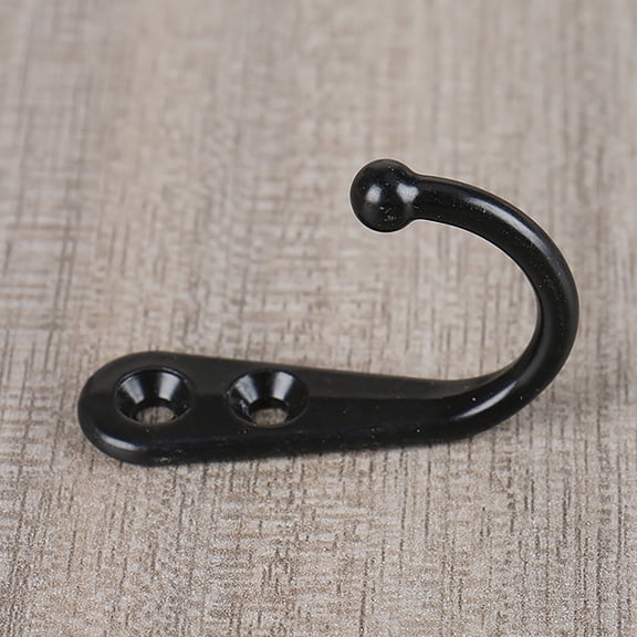 Clearance Under $0.69! 6PCS Black Wall Hooks, Double-Hole Single Hook for Coats & Hats, Iron, for Entryway & Closet, (1.7x1.1x0.8in, Black)