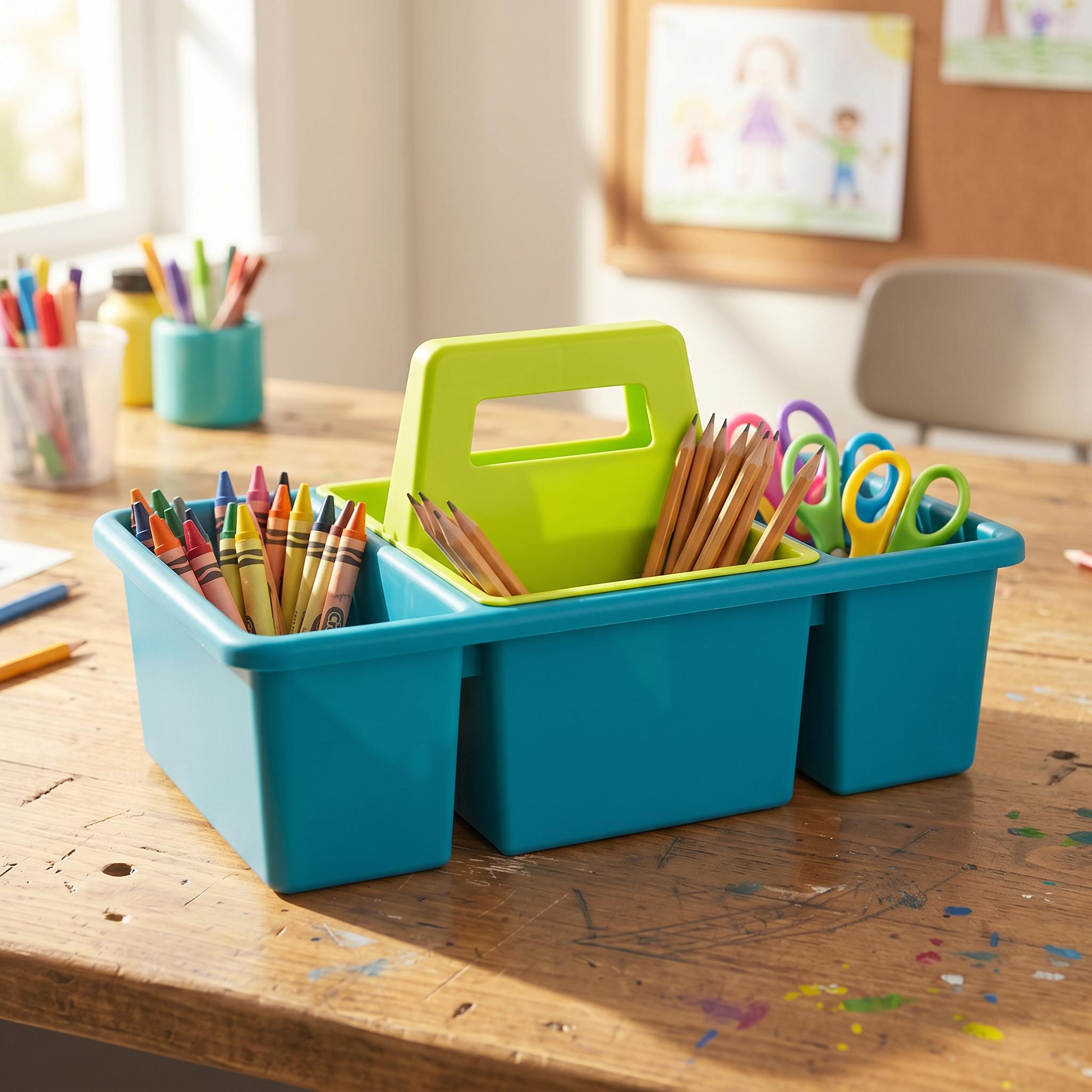 Organizador de escritorio Pen+Gear de plástico 2 en 1, verde y azul verde 2