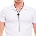 thumbnail image 3 of Bolo Tie American Western Cowboy PU Leather Rope Necklace for Holidays Party Bronze, 3 of 8
