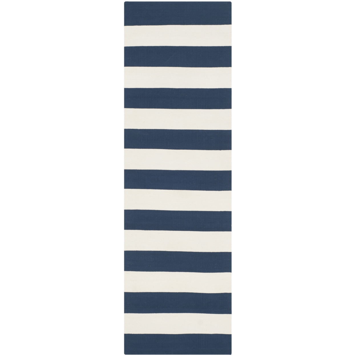 SAFAVIEH Montauk Saranna Geometric Cotton Area Rug, Navy/Ivory, 5' x 5' Square