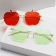thumbnail image 4 of Cute Wedding Costume Trendy Transparent Eyewear Rimless Sunglasses UV400 Protection apple Shaped Sunglasses GREEN, 4 of 8