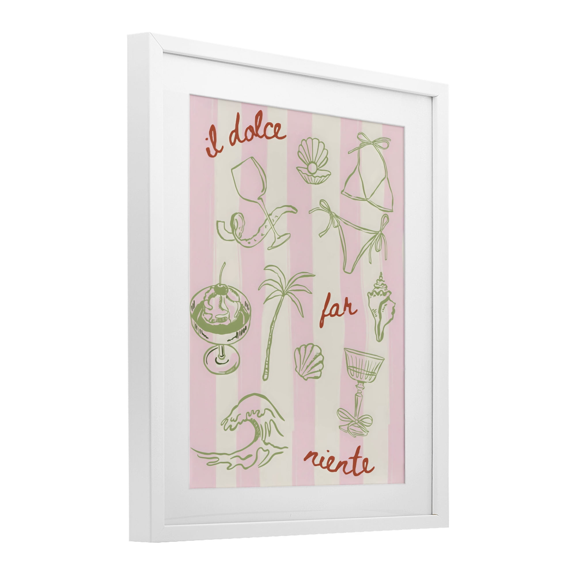 Stupell Industries Il Dolce Far Niente Beach Saying White Framed Print Under Glass, design by The Prints Vibe