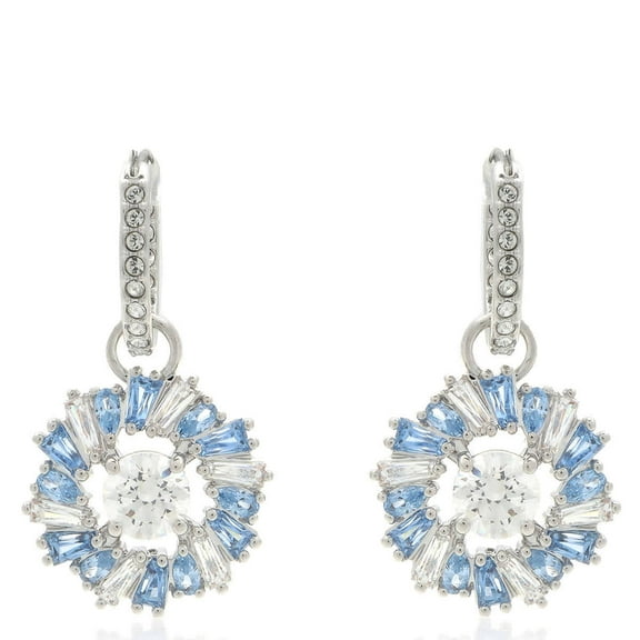 Swarovski Idyllia E Pierced Earrings Mini Hoop Rhodium Shiny Blue
