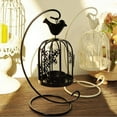 thumbnail image 4 of Retro Bird Cage Shaped Candle Holder, Hanging Candle Holders, Butterfly Candlestick Wrought Iron Perfect for Bar Yard Window Home Party Decor,Black, 4 of 6