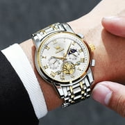 OLEVS Mens Watches Chronograph Business Dress Quartz Stainless Steel Waterproof Luminous Date Wrist Watch For Men White Dial