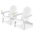 thumbnail image 1 of Patiojoy 2 Pcs Chaise Adirondack Chaise de Foyer Extérieure avec Porte-Gobelet Chaise Longue Résistante aux Intempéries pour Cour Arrière Jardin Patio et Terrasse Blanc, 1 of 8