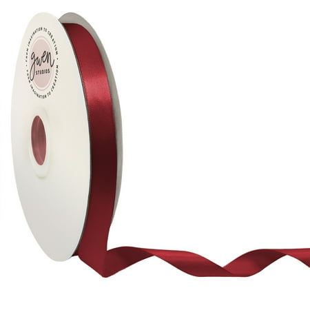 UPC: 0810056346867 | Burgundy Single Face Satin Ribbon  5/8  x 100 Yards by Gwen Studios