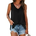 thumbnail image 2 of DeHolifer Womens Tank Tops Loose V-Neck Ruched Sleeveless Tops Casual Basic Banded Shirts Black M, 2 of 5