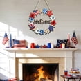 thumbnail image 5 of FastXmas 4th of July Decoration, Wooden Welcome Wreath For Front Door Red White And Blue Star Sign Patriotic Memorial Day Porch Wall Door Outside 250th Anniversary Decor(12*12 In), 5 of 8