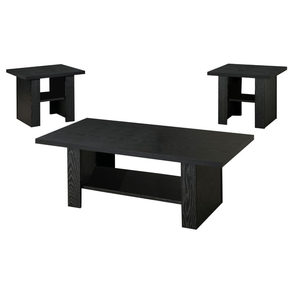 Bowery Hill Traditional 3 Piece Coffee Table Set in Black Oak