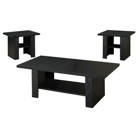 Coaster Company Ensemble de 3 Tables Basses en Bois avec Tablette, Chêne Noir Rodez