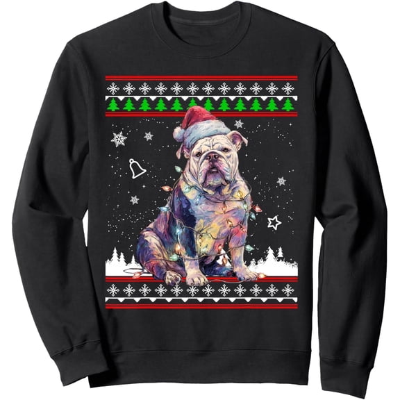 English Bulldog Christmas Ugly Sweater Funny Dog Xmas Sweatshirt