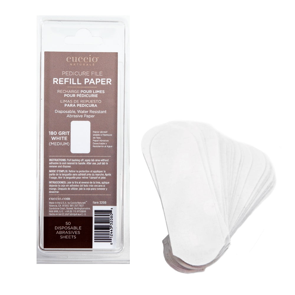 Cuccio Pedicure File Refill Paper 180 Grit White (Medium) 50 Sheets
