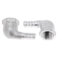 thumbnail image 1 of Accesorios para Manguera de Acero Inoxidable 304 Unique Bargains 25/64" OD 3/8" BSPT Conector de Codo de 90 Grados para Aire Agua Aceite Gas Combustible 2 Pcs Tono Plateado, 1 of 1