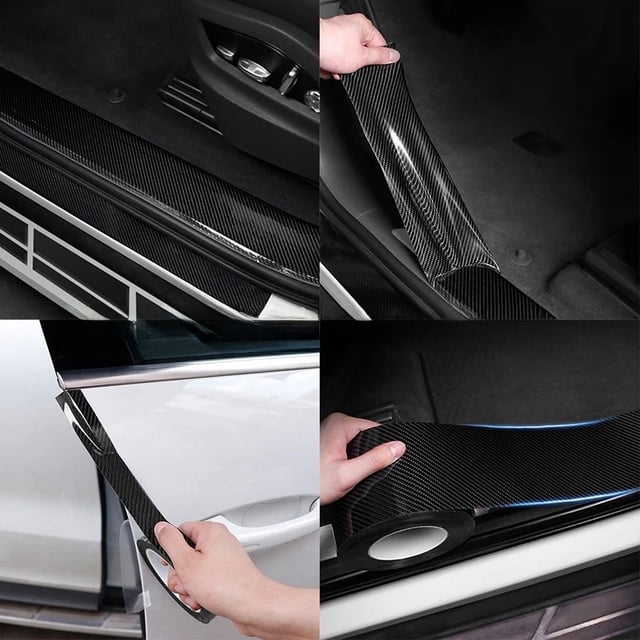 Pegatina de imitación de fibra de carbono para umbral de coche, pegatina para carrocería de coche, protección contra arañazos en la parte lateral de la puerta, faldón lateral que cambia de color