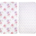 thumbnail image 5 of Baby Essentials 2 Pack of 52”L x 28”W Standard Microfiber Patterned Fitted Elastic Baby Crib Sheets for Newborns, Infants and Toddlers Nursery, Crib, Bed and Mattress in Flowers & Polka Dots, 5 of 7