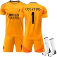 thumbnail image 1 of 2024-2025 Real Madrid Aawy Barn- och vuxenfotbollströja Jersey nr 1 COURTOIS M, 1 of 2
