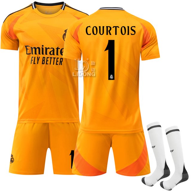 2024-2025 Real Madrid Aawy Barn- och vuxenfotbollströja Jersey nr 1 COURTOIS M
