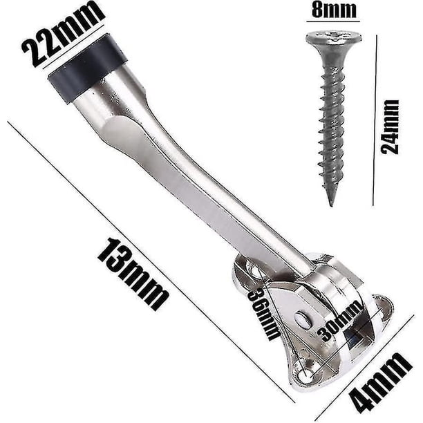 Tope de puerta de piezas, evita que la puerta se golpee, soporte de puerta con tope de puerta, con topes de goma suave y tornillos - Aleación de zinc - 13 cm Hy