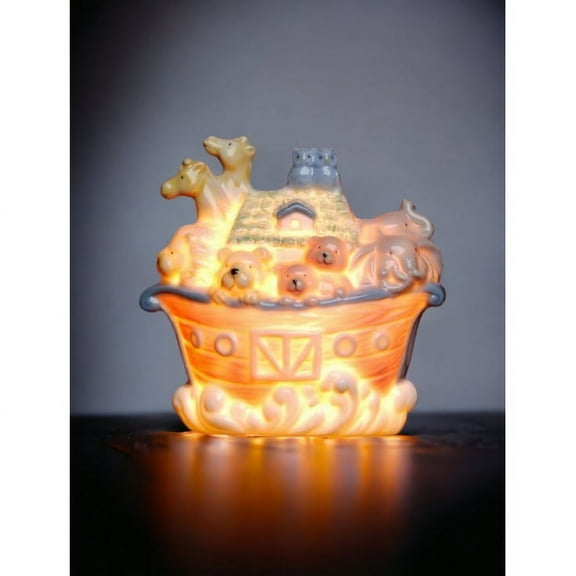 Noahs Ark Ceramic Plug-In Night Light 4.5" Religious Gift Nursery