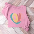 thumbnail image 2 of Goodeals Flash Deals,Women Heart Print Sweatshirt Crewneck Fleece Tops Love Heart Printed Graphic Pullover Sweatshirts Cute Long Sleeve Valentine Day Tops(Pink,L), 2 of 4