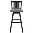thumbnail image 2 of Of 2 360-degree Swivel Pub Height Chairs, Solid Rubberwood, Gray And Black Distressed, Slat Back, Home Dining Furniture 2 Distressed 360° Swivel, Vertical Back For Room, 2 of 5