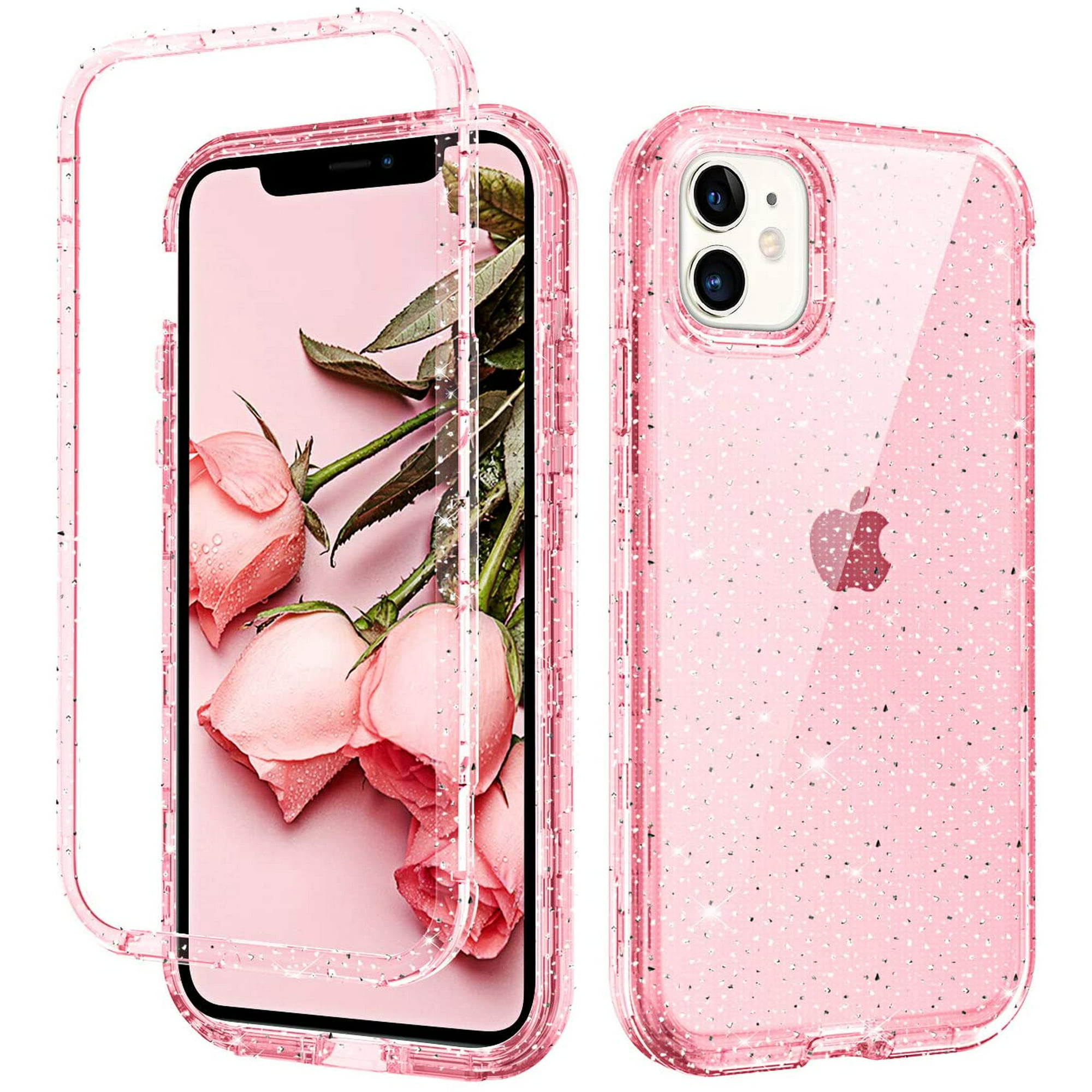 Guagua Iphone 11 Case 6 1 Inch Pink Glitter Bling Crystal Clear Shiny Cover For Girls Women Hybrid 3 In 1 Hard Pc Soft Walmart Canada