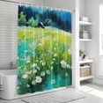 thumbnail image 6 of Blue Green Forests Shower Curtain, Waterproof Shower Curtains for Bathroom, Spring Oil Painting Daisy Nature Landscape Washable Fabric Bathtub Curtain Set Bath Decor with 12 Hooks Stall 36"x72", 6 of 8