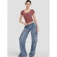 thumbnail image 6 of Womens Basic Scoop Neck Short Sleeve T Shirt Slim Fit Tee Summer Going Out Crop Tops Tight Sexy Shirts, 6 of 6