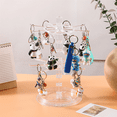 thumbnail image 3 of Qtmnekly Countertop Acrylic Rotating Keychain Rack Adjustable 2 Tire Spinner Display Holder Trinkets Jewelry Organizer Stand-A, 3 of 6