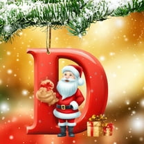 yulier 26 Initial Letter Santa Claus Christmas Ornaments, Red Personalized Christmas Initial Ornaments Cute Santa Claus Pendant Christmas Tree Hanging Decorations Xmas Gifts for Kids