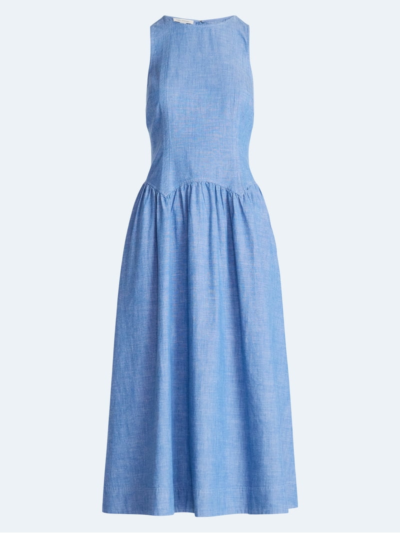 walmart free assembly denim dress Free Assembly Women's Denim Tiered Mini Dress with Puff Sleeves, Sizes  XS-XXL