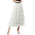thumbnail image 3 of RUTAYY Women Mid-Length Skirt Dance Party A-Line High Waisted Tulle Tiered Skirt Holiday Party Half Skirts Solid Color Casual Travel Skirts, 3 of 6