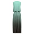 thumbnail image 5 of Lolmot Wedding Guest Dresses for Women,Sleeveless Round Neck Loose Dress Patchwork Solid Color Fork Opening Side Slit Dress Fitted Maxi Dresses, 5 of 5