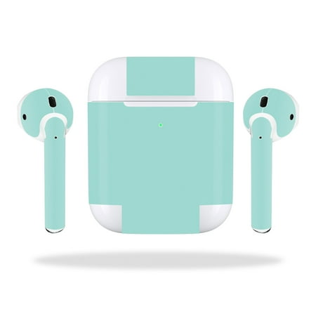 MightySkins Skin Compatible With Apple AirPods 2 (2019) - Solid Baby Blue | Protective, Durable, and Unique Vinyl Decal wrap cover | Easy To Apply, Remove, and Change Styles | Made in the