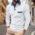 thumbnail image 2 of SUYIDA Polo Long Sleeve Shirts for Men Patchwork Lapel Casual Button Down Cotton Top for Autumn Holiday Outfit Stylish Slim Fit Polo Shirt Long Sleeve, 2 of 4