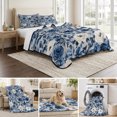 thumbnail image 6 of Twin XL Quilt Set 68''x98'', Navy Blue White Peony Lightweight Summer Bedspread Coverlet Set with 2 Pillow Shams, Vintage Floral Blossom Breathable All Season Quilt Bedding for Dorm/Guest Room, 6 of 9