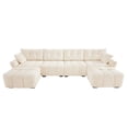 thumbnail image 5 of 4-Seater Chenille Sofa Set in White with 2 Ottomans | Solid Wood Frame, High-Resilience Cushions | Perfect for Living Room, Lounge, Home Office, Hotel, 5 of 19